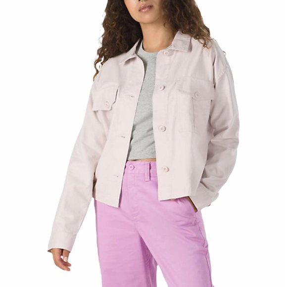 💖MEGA SALE💖Vans Mixed UP Shacke Pure Pink Cotton Logo Jacket Women VN0A5ARF9P1 - Picture 1 of 5